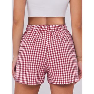 Anrabess Gingham <b>Shorts</b> Skirt <b>Women</b> 100% Cotton Oxford Breathable Plaid Summer Casual Lounge Wear - Product Image 3