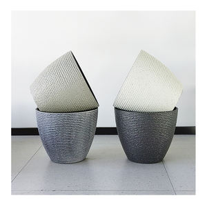 Gran oferta de macetas grandes para flores, <span class=keywords><strong>maceta</strong></span> semiovalada de 32 <span class=keywords><strong>cm</strong></span>, macetas con textura de piedra, macetas de plástico de alta calidad de 12,6 pulgadas para plantas - Product Image 1