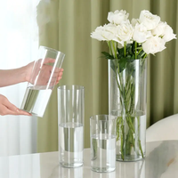 Vase à fleurs cylindrique en acrylique RosPynn, 7,86 pouces de haut, transparent, pour table, mariage, décoration de la maison, incassable, 3,94 x 7,86 pouces