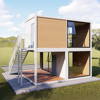 Maison conteneur moderne et écologique à 2 étages de 40 pieds, 4 chambres, salle de bain préfabriquée, pour usage commercial, villa ou parc