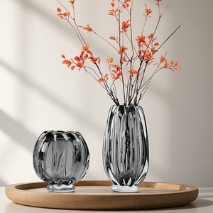 Vaso in Vetro Grigio Fumé Stile Vintage, Fatto a Mano, per Idroponica, da Tavolo, Ecologico, per Matrimoni e Decorazioni per la Casa Diwali - Product Image 1