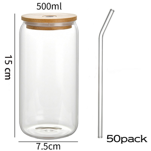 Vaso de Vidrio de Borosilicato de Alta Calidad al por Mayor, Resistente al Calor y al Frío, con Tapa de Bambú y Pajita, Ecológico - Product Image 5