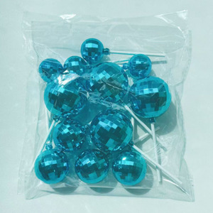 12 pièces/paquet, décorations de gâteau en forme de boule disco en plastique, décorations de gâteau d'anniversaire, pour fête sur le thème du disco - Product Image 3