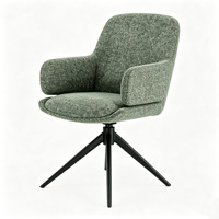 Chaise de salle à manger pivotante moderne en tissu bouclé, chaise d'appoint rembourrée avec accoudoirs, pieds araignée en métal noir écologique, mobilier de maison