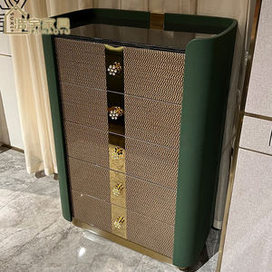 Bonne qualité design de luxe salon armoire de rangement tiroir en <span class=keywords><strong>bois</strong></span> couverture en cuir 5 commodes pour salon chambre - Product Image 1