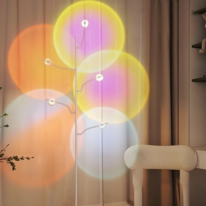 <span class=keywords><strong>Lampe</strong></span> de sol projecteur d'effet coucher de soleil TSINYE à 5 têtes RGBW, LED 4000K, filtres de couleur remplaçables, finition chromée en métal, prise USB pour chambre à coucher - Product Image 3
