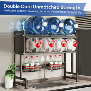 Égouttoir à vaisselle multifonctionnel à double niveau en acier inoxydable, étanche, avec porte-couverts et support de rangement pour comptoir de cuisine - Product Image 3