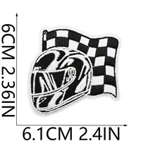 Écussons brodés personnalisés de course automobile, drapeau à damier, casque, volant, badges thermocollants pour vestes, chapeaux, sacs, vêtements