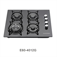 Cuisinière à gaz GPL/GN encastrable OEM/ODM d'usine, plaque de cuisson à gaz encastrable 4 brûleurs en verre pour cuisine domestique
