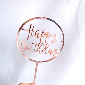Décoration de gâteau d'anniversaire en acrylique rond couleur or rose, avec inscription « Honey And Sweetness Happy Birthday » - Product Image 2