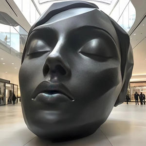 수공예 대형 3D 얼굴 동상 맞춤형 추상 아트 데코 디자인 레진 금속 얼굴 조각상 정원 장식용 - Product Image 3