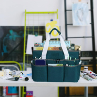 Sac fourre-tout grand rangement d'art avec plusieurs poches, sac à couture vert bleuâtre pour l'art, l'artisanat, la réservation de ferraille, l'école, le médical