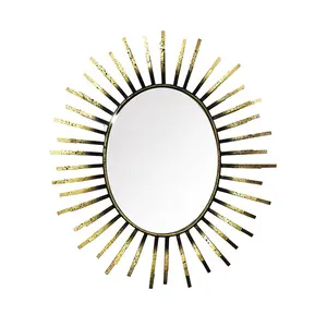 Dekorativer Sunburst Golden Metal Art Wand spiegel