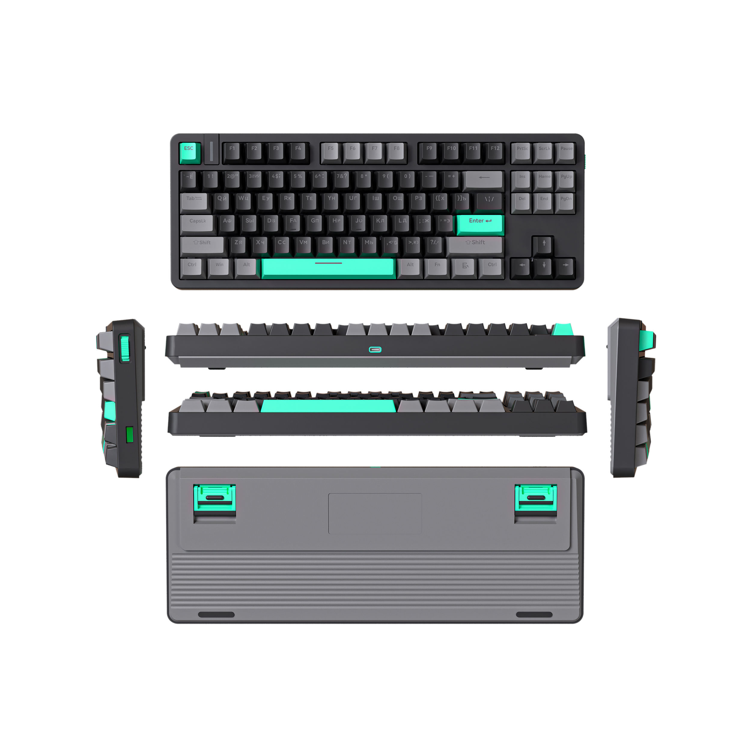 G87 Pro Noir + Gris foncé + Vert (russe)