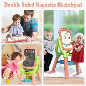 Mainan papan tulis lukisan Doodle anak, papan tulis dua sisi tinggi dapat disesuaikan pendukung mainan anak-anak menggambar - Product Image 3