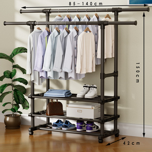 Séchoir à linge mobile simple et double barre, grande capacité, pour intérieur, rangement et suspension des vêtements - Product Image 6