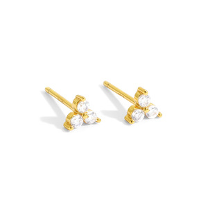 Wholesale Custom Mini <b>Crystal</b> <b>Stud</b> <b>Earrings</b> Unisex Trendy Geometric Heart Shape Design Zircon Gold Plated Fashion Jewellery - Product Image 4