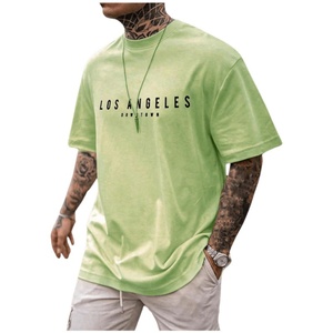 T-shirt d'été vintage respirant et anti-plis à col rond et manches courtes avec imprimé graphique et lettres surdimensionnées pour jeunes hommes - Product Image 1