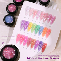 Nouvelle collection 2026 de gels de construction solides à paillettes florales, sans HEMA, sans chaleur, personnalisables pour studio, faible MOQ