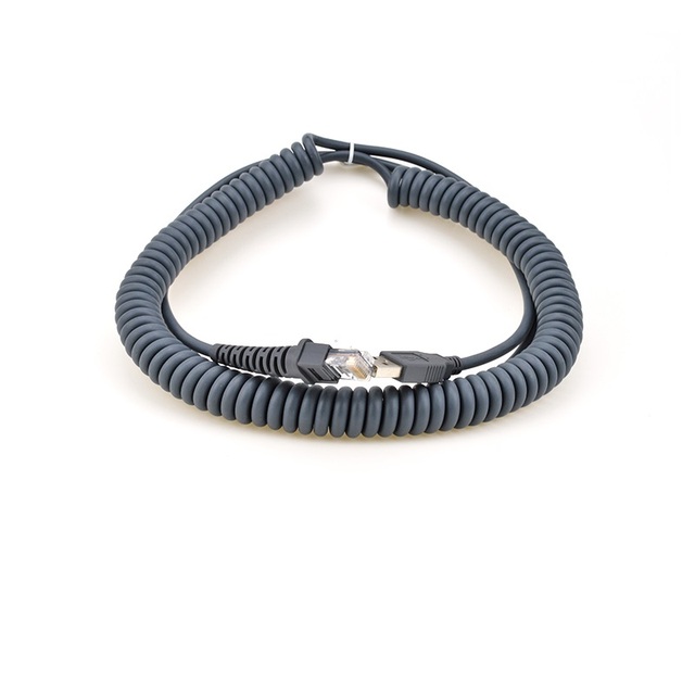 Machine Scanner Barcode Straight Spiral USB to RJ45 RJ50 Console Cable Coiled Cord