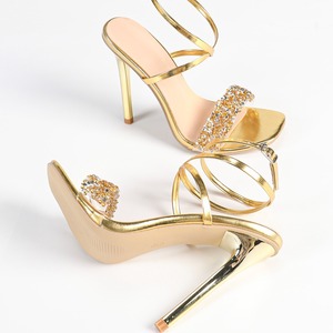 RY4864 per ragazza indaffarata da donna Sexy tacchi alti <span class=keywords><strong>sandali</strong></span> in Glitter dorato <span class=keywords><strong>con</strong></span> strass per feste estive o abiti da sera - Product Image 5