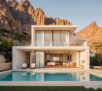 Maison préfabriquée modulaire de luxe moderne chinoise, villa préfabriquée moderne avec piscine, 280 m2 de surface habitable + 45 m2 de terrasse avec 4 chambres