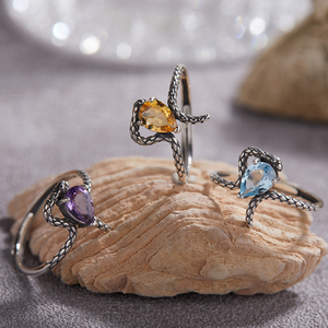 แหวนเงินแท้ S925 ประดับพลอยสีธรรมชาติ สไตล์เรโทร<span class=keywords><strong>ไทย</strong></span> สำหรับผู้ชายและผู้หญิง แหวนคู่รัก ลายงู แหวนนิ้วชี้ ดีไซน์เฉพาะตัว หรูหราเบาๆ - Product Image 2