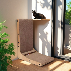 2024 portabel kertas bergelombang papan garuk kucing dalam ruangan kucing dan anak kucing berbentuk L tempat menggaruk kucing - Product Image 1