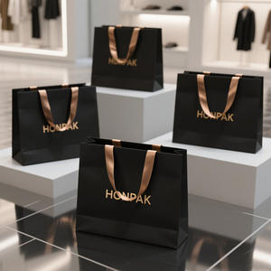 Wholesale Luxury Biodegradable Gift Bags Personalized Printed White Black Jewelry Bag with Retail Clothing Watch Gift Handle - Product Image 3