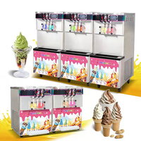 Machine à glace molle professionnelle 2+1 saveurs mixtes lait et fruits pour une productivité élevée, 18-25L/h, garantie 1 an