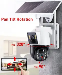 Cámara de visión nocturna cctv solar 4G alimentado por batería al aire libre impermeable reflector solar con cámara tarjeta SIM