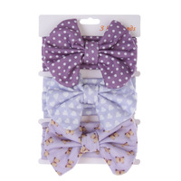 Ensemble de 3 bandeaux pour enfants, large ruban noué à la main, grand nœud, bandes de cheveux imprimées en coton de couleur unie, accessoires de cheveux doux pour tout-petits