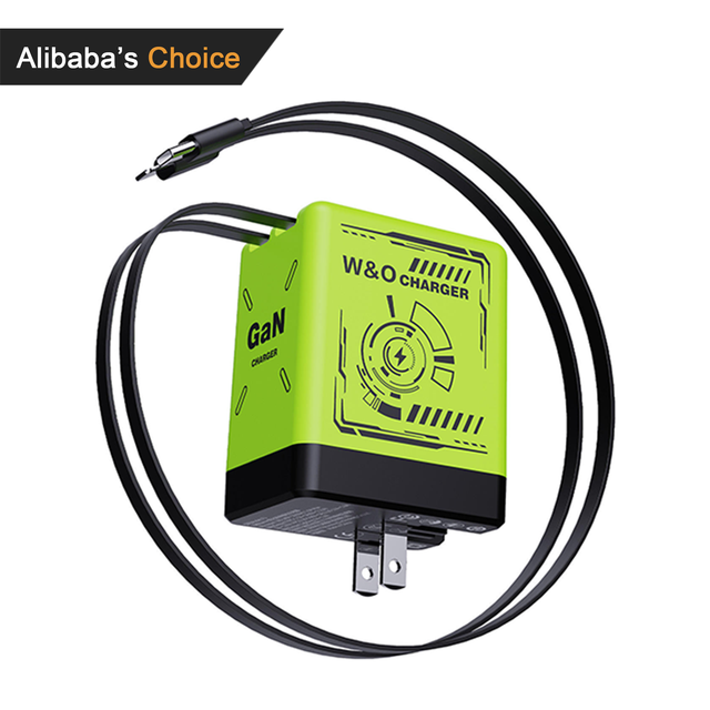 Universal 20W Fast Charging GaN Flash Charger with Dual Retractable Type-C and QC3.0 Adapters Foldable Quick Charger
