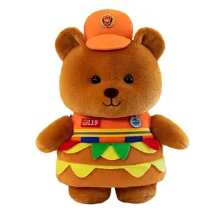 Hot Selling Uniform Burger Bear Doll Traffic Police Bear Doll Fireman Teddy Bear Children Cartoon Plush Toy