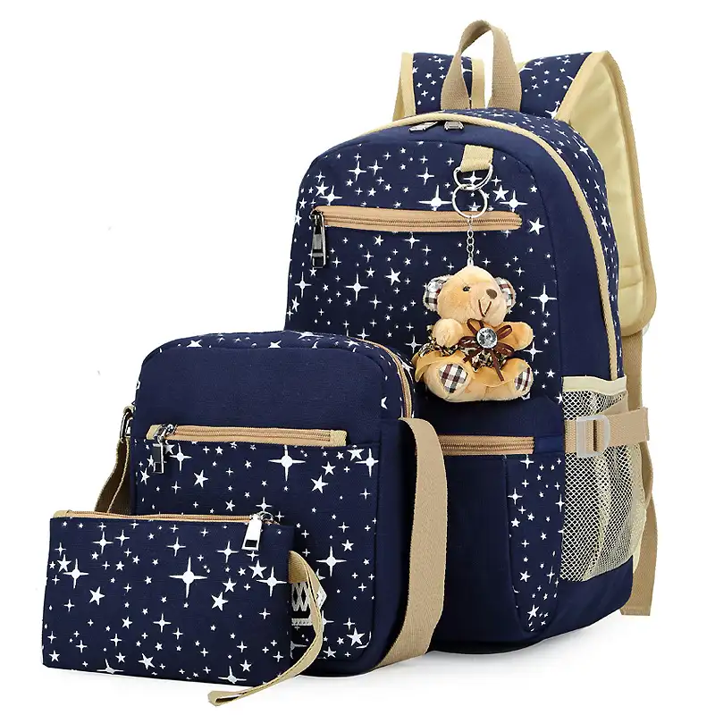 3pcs New Design Durable Canvas Wholesale Cheap High Quality Soft Kids School Bag Set backpack with pencil case