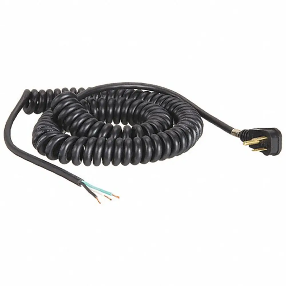 Coiled Power Cord 16 AWG Wire Size, 20 ft Cord Bare Leads 13 A Max. Amps PVC TPU SJT Spring power cords