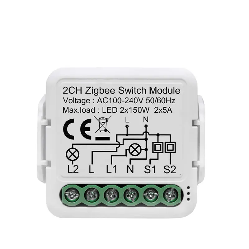 Tuya ZigBee 3.0 โมดูลสวิทช์ 10Aสมาร์ทโฮมDIYเบรกเกอร์ 1 2 3 4แก๊งรองรับการควบคุม 2 ทิศทางทํางานร่วมกับAlexa Google Home