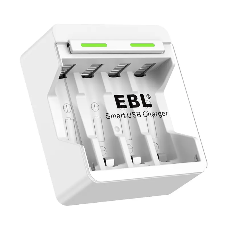 เครื่องชาร์จแบตเตอรี่ EBL AA เครื่องชาร์จแบตเตอรี่อัตโนมัติ 4 ช่องพร้อมสาย Micro USB