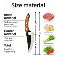Couteau à désosser professionnel de 6,2 pouces - Acier inoxydable durable, manche en bois pour la cuisine commerciale et domestique, découpe de viande et de poisson