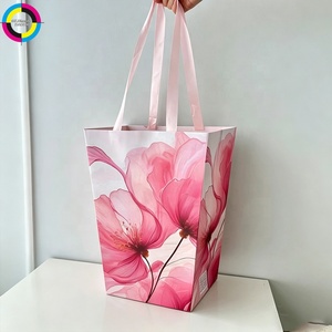 Sac en papier trapézoïdal imprimé sur mesure pour fleuriste, sac cadeau pour bouquet, sac en papier pour emballage de fleurs - Product Image 4