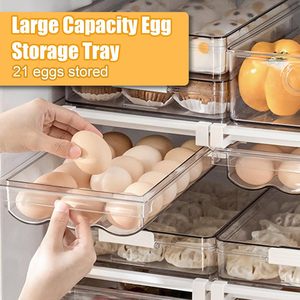 Refrigerator Egg <b>Storage</b> <b>Box</b> <b>Drawer</b> Type Fresh Keeping Egg Tray Holder Kitchen Organizers For Fridge Vegetable Preservation - Product Image 4