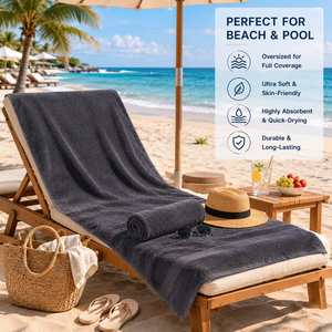 Serviette de bain et de plage de luxe pour hôtel, en coton 100% de haute qualité, avec logo personnalisé, technique de tricot jacquard gaufré - Product Image 2