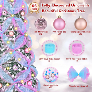 Árbol <span class=keywords><strong>de</strong></span> <span class=keywords><strong>Navidad</strong></span> Plegable <span class=keywords><strong>de</strong></span> Felpa Preiluminado <span class=keywords><strong>de</strong></span> 6 Pies con Cinta <span class=keywords><strong>de</strong></span> Colores y Adornos <span class=keywords><strong>de</strong></span> Bolas <span class=keywords><strong>de</strong></span> <span class=keywords><strong>Navidad</strong></span>, Decoración para el Hogar y el Festival <span class=keywords><strong>de</strong></span> Primavera - Product Image 4