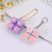 Clavier LED créatif à 4 touches, motif patte de chat mignon, porte-clés anti-stress, pendentif pour sac à dos, cadeau promotionnel en gros