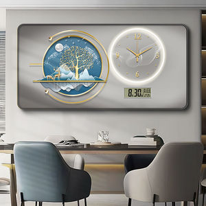 2025 Mới Hiện Đại Nhà Hàng Sang Trọng Trang Trí Nội Thất Trừu Tượng Đóng Khung Động Vật Hươu Hình Ảnh Phong Cảnh Pha Lê Sứ Tường Nghệ Thuật Với Đồng Hồ - Product Image 2