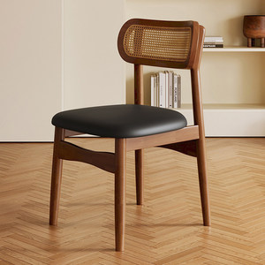 Silla de Comedor de Madera Maciza Estilo Vintage con Asiento Acolchado y Tejido de Ratán, Muebles para <span class=keywords><strong>Restaurante</strong></span> - Product Image 3