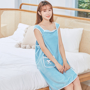 XIAOAO-falda de baño de terciopelo Coral, se pueden usar <span class=keywords><strong>tirantes</strong></span>, toallas de baño y toallas baratas - Product Image 2