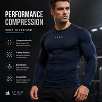 T-shirt de compression à manches longues pour homme, respirant, couche de base, haut de performance pour l'entraînement, le golf et les sports, personnalisable OEM, marque privée