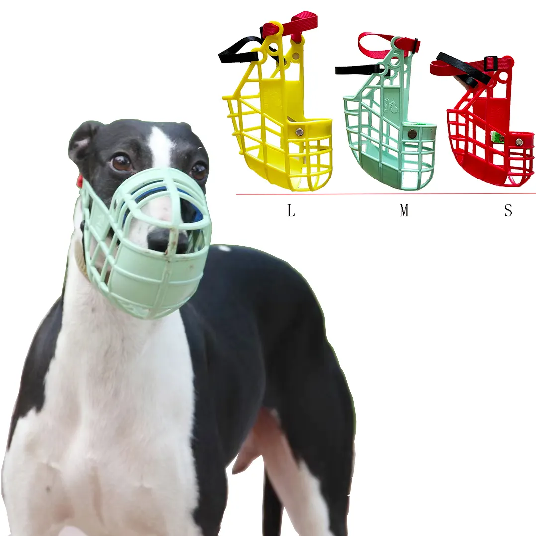S/M/L ayarlanabilir köpek namlu plastik Anti-Barking Bite ağız maskesi Greyhound Gree kırbaç sepeti Muzzles evcil hayvan malzemeleri