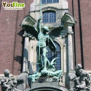 Statue religieuse grandeur nature en bronze de Saint Michel avec le <span class=keywords><strong>diable</strong></span> - Product Image 2